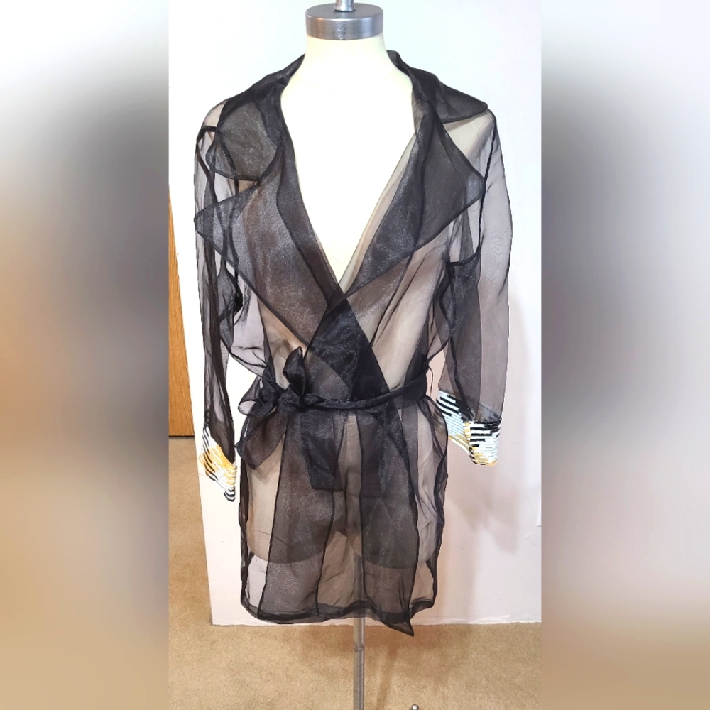 TRENCH COAT Sheer ORGANZA OVERCOAT WITH BELT